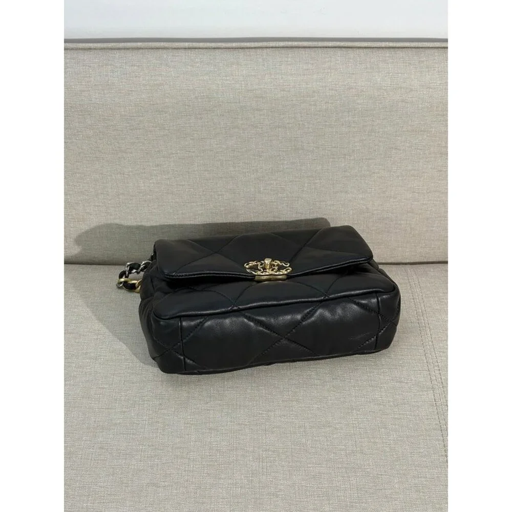 CHANEL Black Lambskin 19 Flap Bag Small Mixed HW - Picture 8 of 16